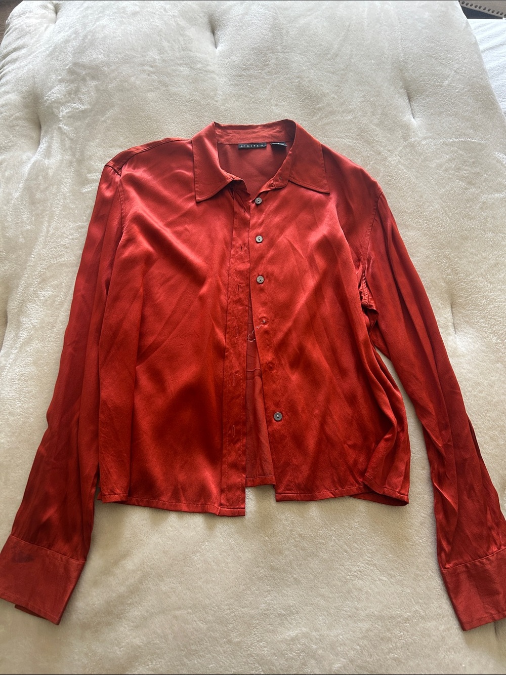 The Limited Orange Silk Button Front Blouse